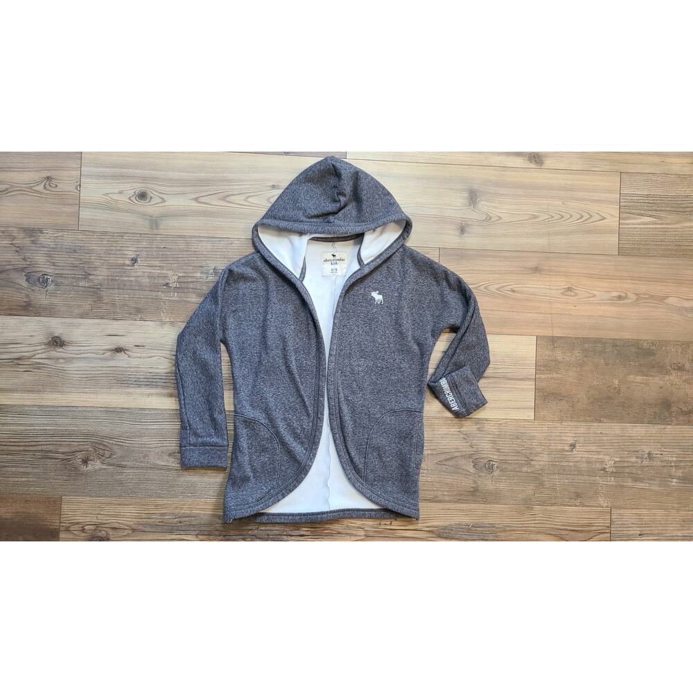Abercrombie Kids‎ 9/10 Cardigan Sweater Hooded Open Front Lined Embroidered Logo